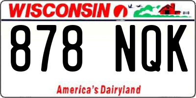 WI license plate 878NQK