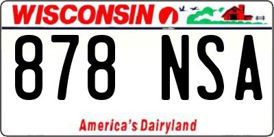 WI license plate 878NSA