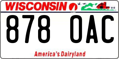 WI license plate 878OAC
