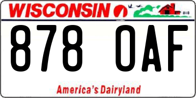 WI license plate 878OAF
