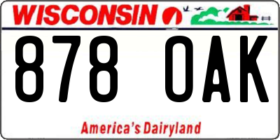 WI license plate 878OAK