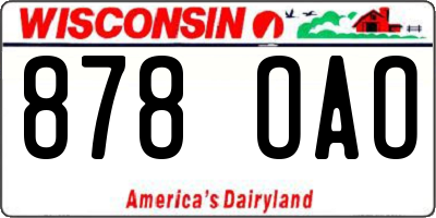 WI license plate 878OAO