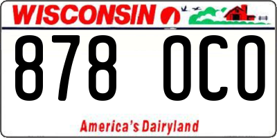 WI license plate 878OCO