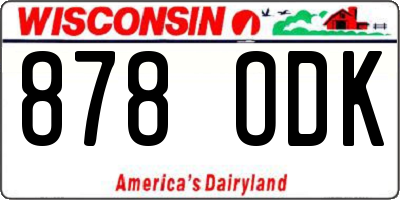 WI license plate 878ODK