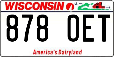 WI license plate 878OET