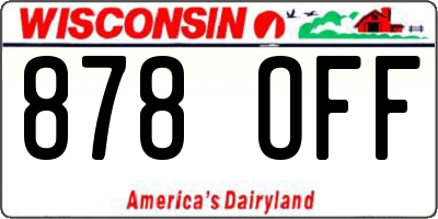 WI license plate 878OFF