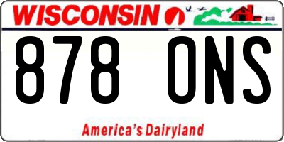 WI license plate 878ONS