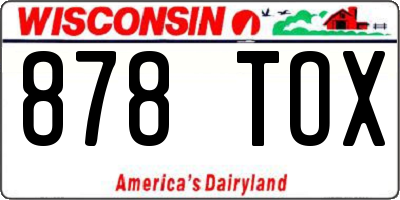 WI license plate 878TOX