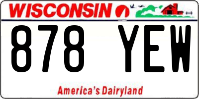 WI license plate 878YEW