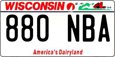 WI license plate 880NBA