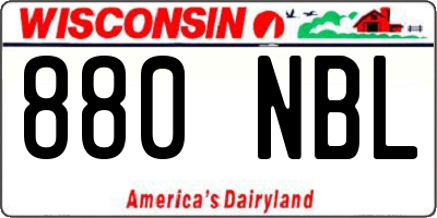 WI license plate 880NBL