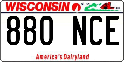 WI license plate 880NCE