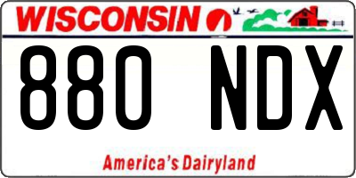 WI license plate 880NDX