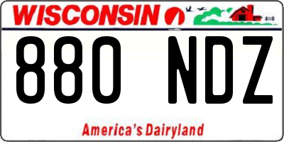 WI license plate 880NDZ