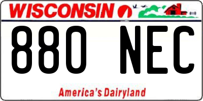 WI license plate 880NEC