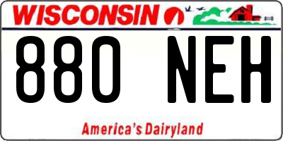 WI license plate 880NEH