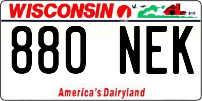 WI license plate 880NEK