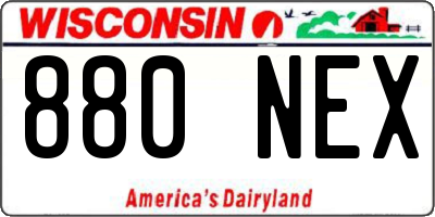 WI license plate 880NEX