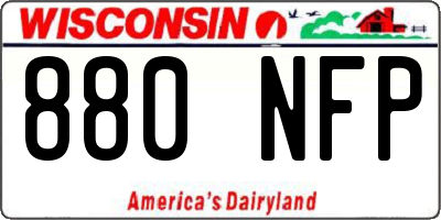 WI license plate 880NFP