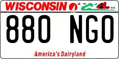 WI license plate 880NGO