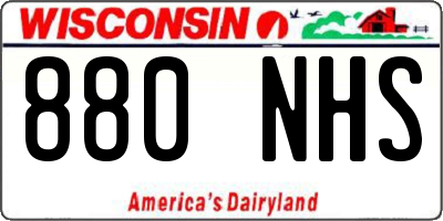 WI license plate 880NHS