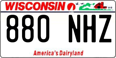 WI license plate 880NHZ