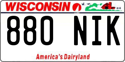 WI license plate 880NIK