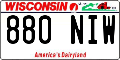 WI license plate 880NIW