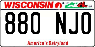 WI license plate 880NJO