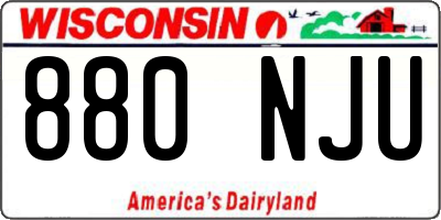 WI license plate 880NJU