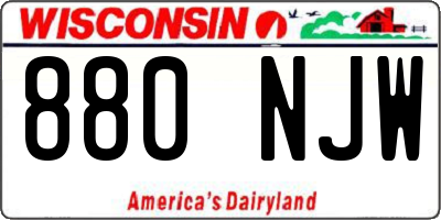WI license plate 880NJW