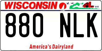 WI license plate 880NLK