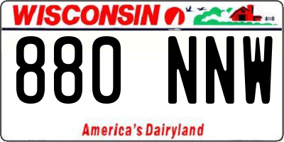 WI license plate 880NNW