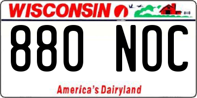 WI license plate 880NOC