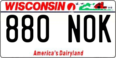 WI license plate 880NOK