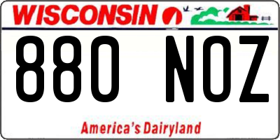 WI license plate 880NOZ