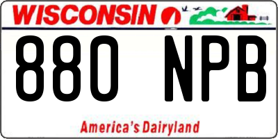 WI license plate 880NPB