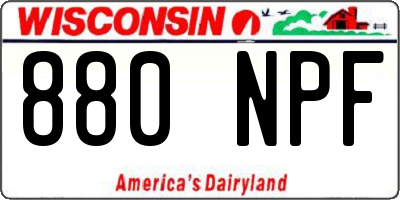 WI license plate 880NPF