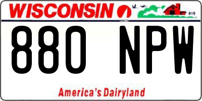 WI license plate 880NPW