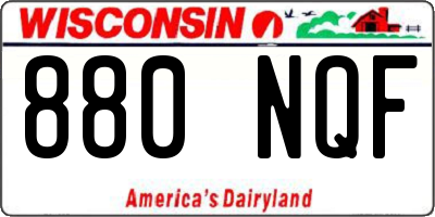 WI license plate 880NQF