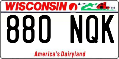 WI license plate 880NQK