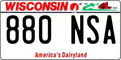 WI license plate 880NSA