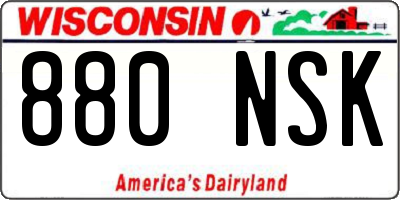WI license plate 880NSK