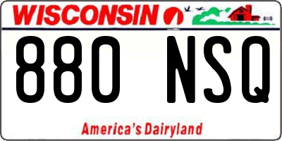 WI license plate 880NSQ