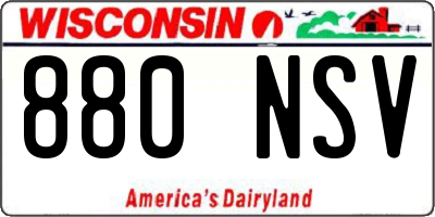 WI license plate 880NSV