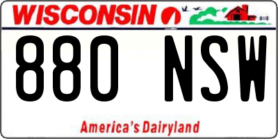 WI license plate 880NSW