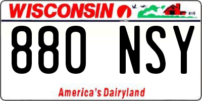 WI license plate 880NSY