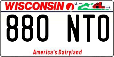 WI license plate 880NTO