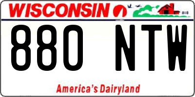 WI license plate 880NTW