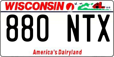 WI license plate 880NTX